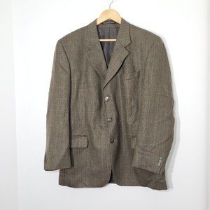 Bovet Vintage Oversized Mens Tweed Plaid Pure Wool Brown Tones Professor Nerdy